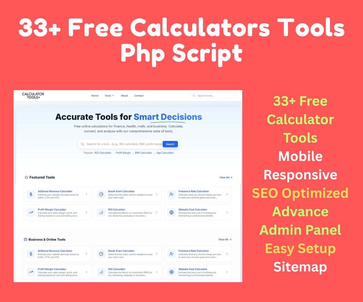 33+ Free Calculators Tools Php Script